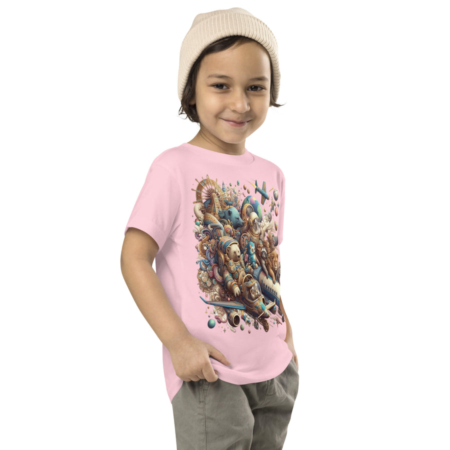 Toddler Animals Space Adventure-03 Short Sleeve Tee