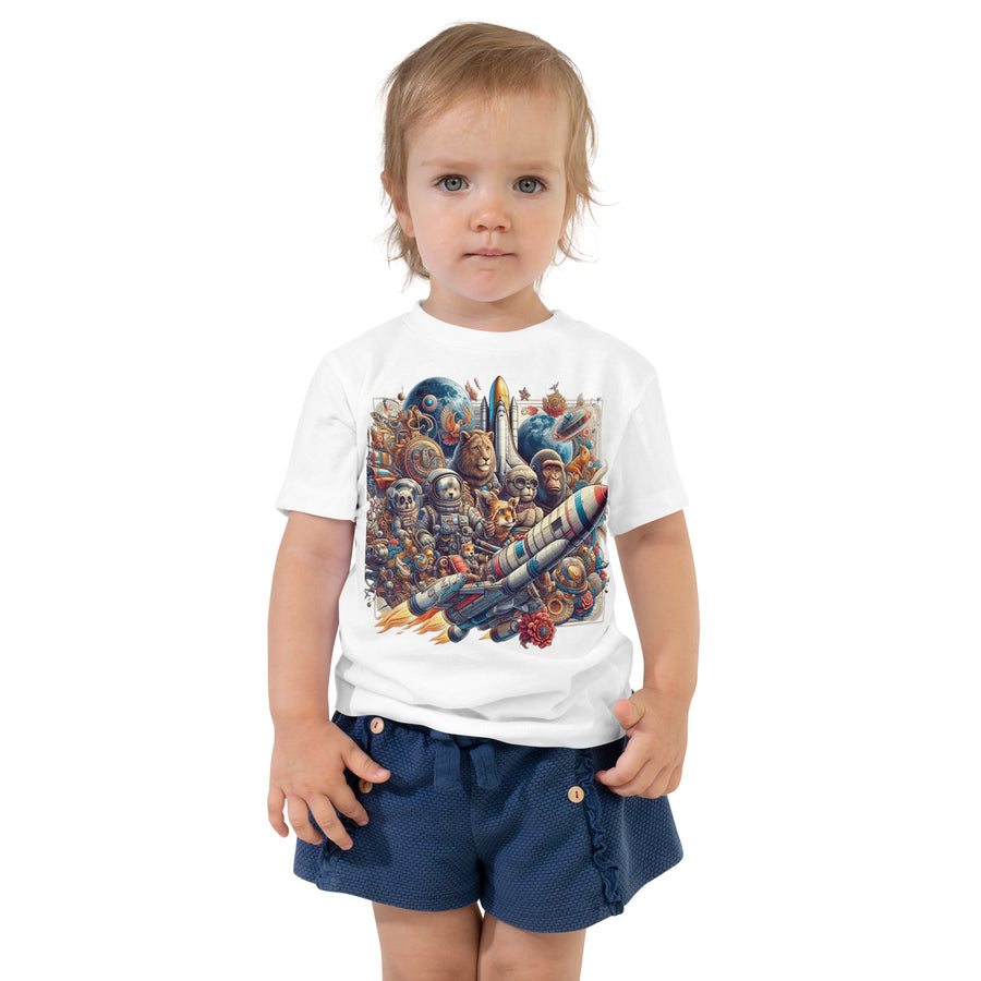 Toddler Animals Space Adventure-02 Short Sleeve Tee