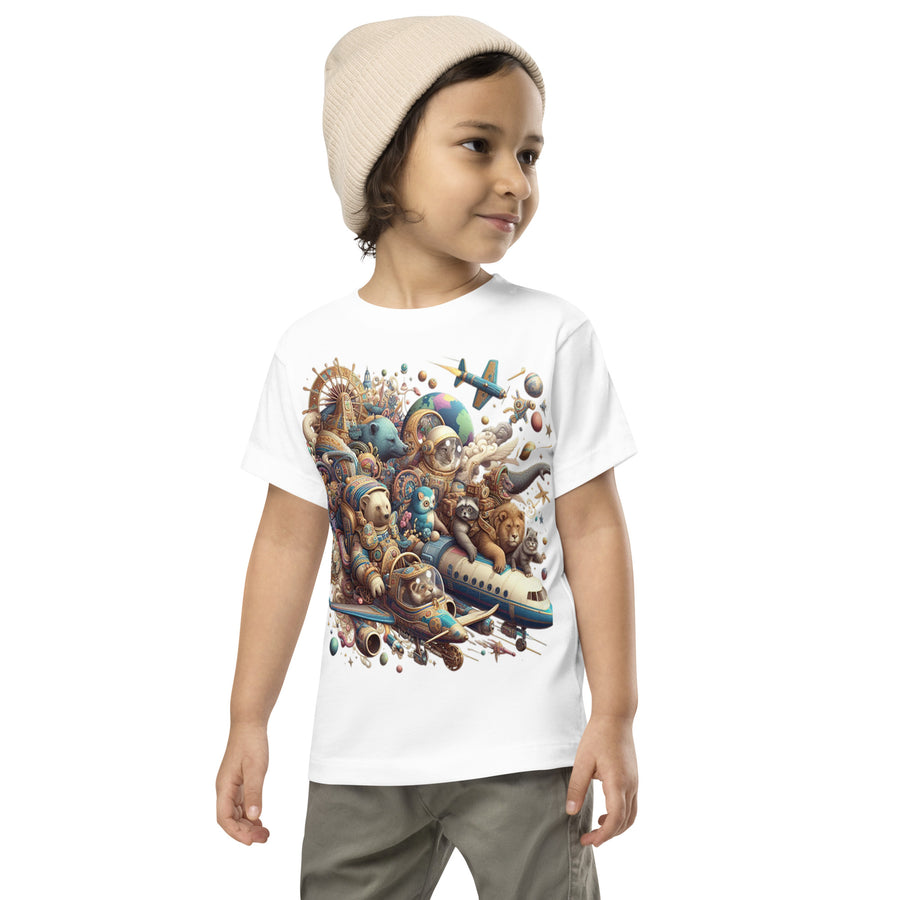 Toddler Animals Space Adventure-03 Short Sleeve Tee