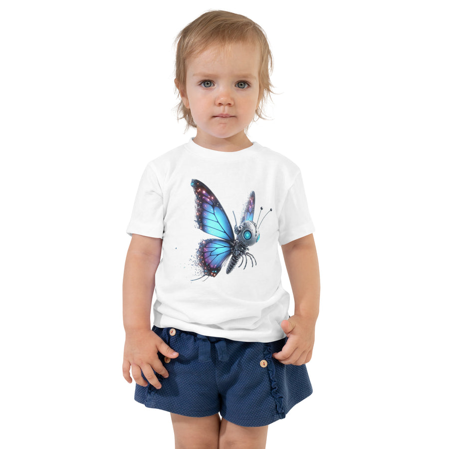 Toddler Short Sleeve Robot Butterfly Printed Tee