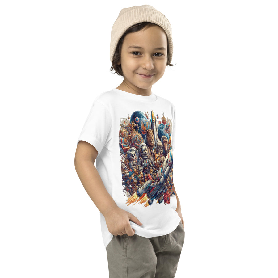 Toddler Animals Space Adventure-02 Short Sleeve Tee