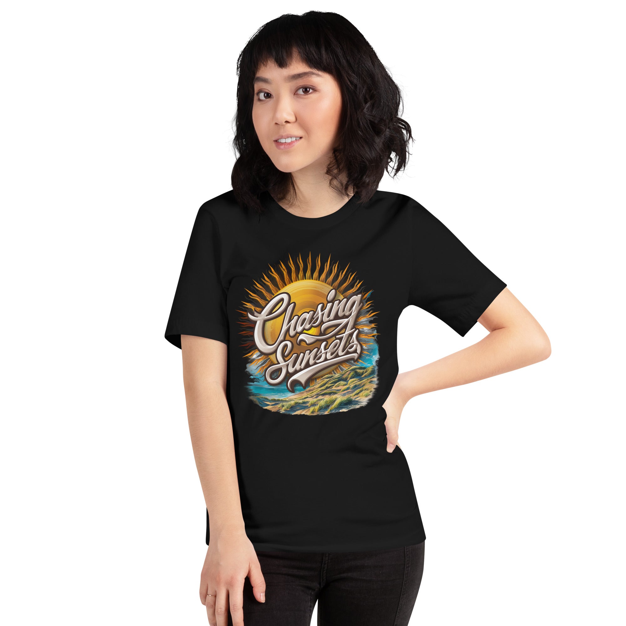 Unisex Sunset Design Print T-shirt