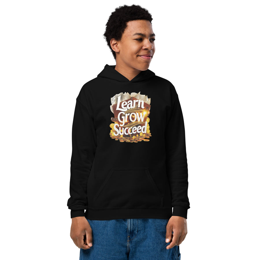 Youth Heavy Blend Learn Grow Succeed Printed  Hoodie