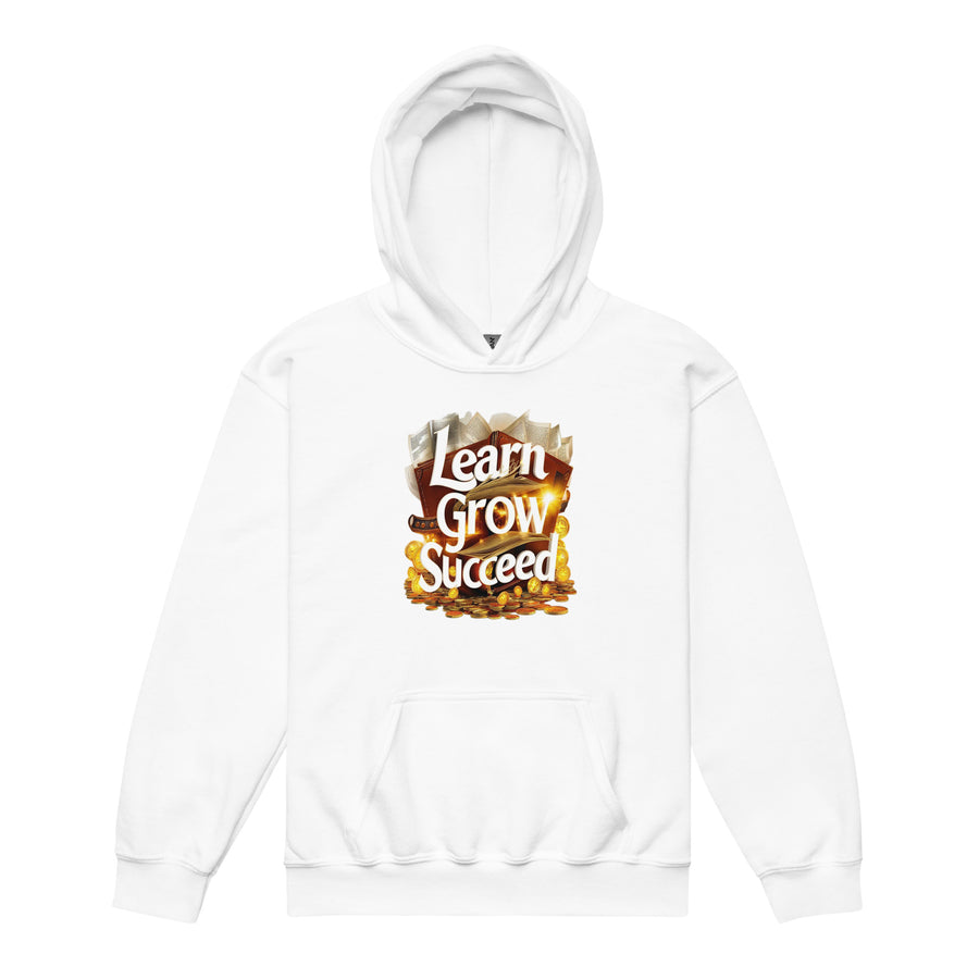 Youth Heavy Blend Learn Grow Succeed Printed  Hoodie