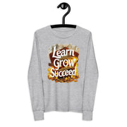 Youth Long Sleeve Learn Grow Succeed Printed Crew Neck Tee