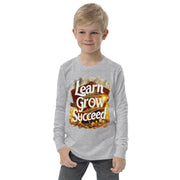 Youth Long Sleeve Learn Grow Succeed Printed Crew Neck Tee