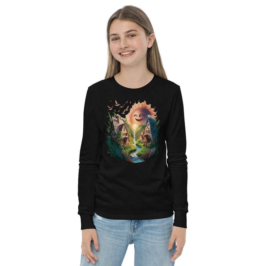 Youth long sleeve Chest Print T-Shirt