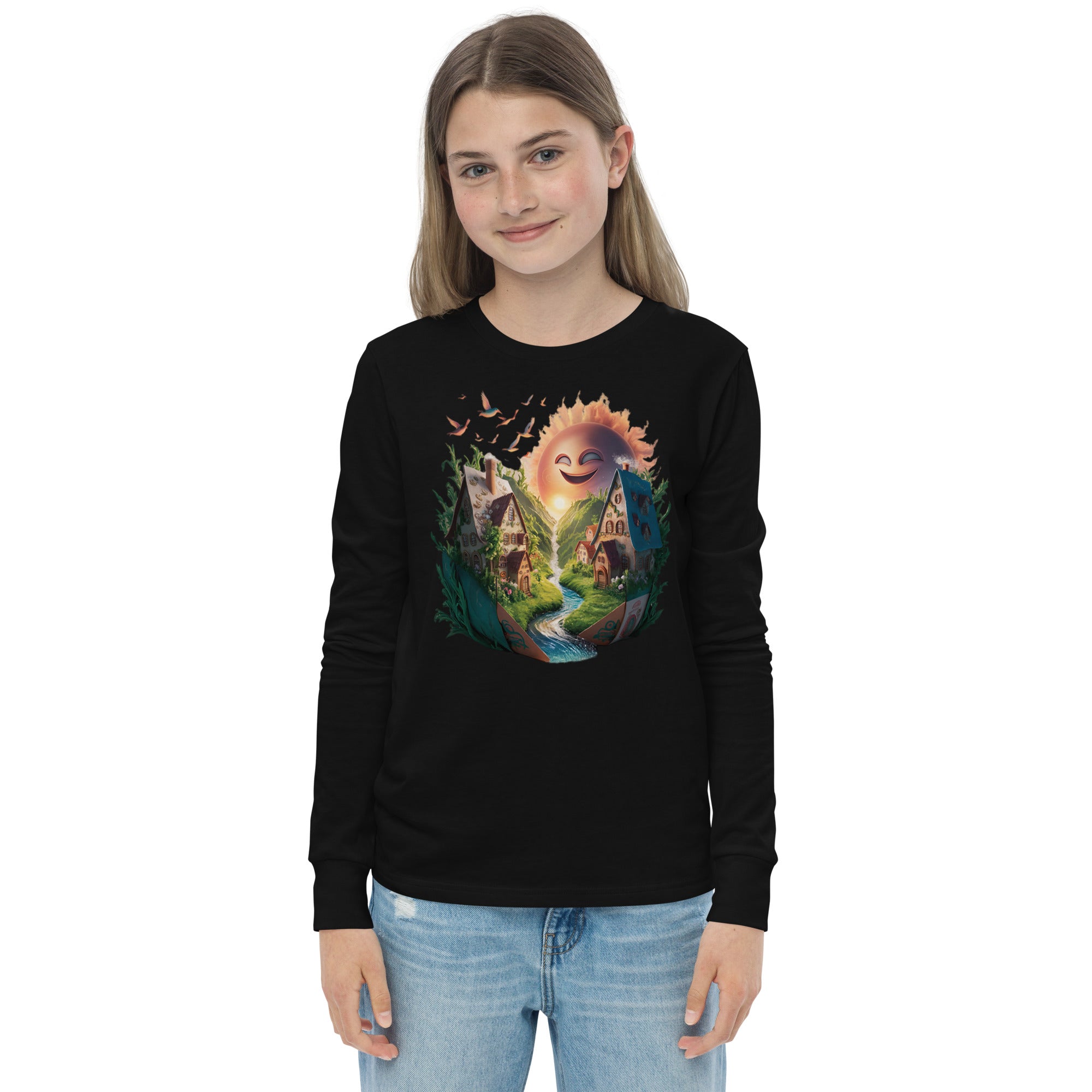 Youth long sleeve Chest Print T-Shirt