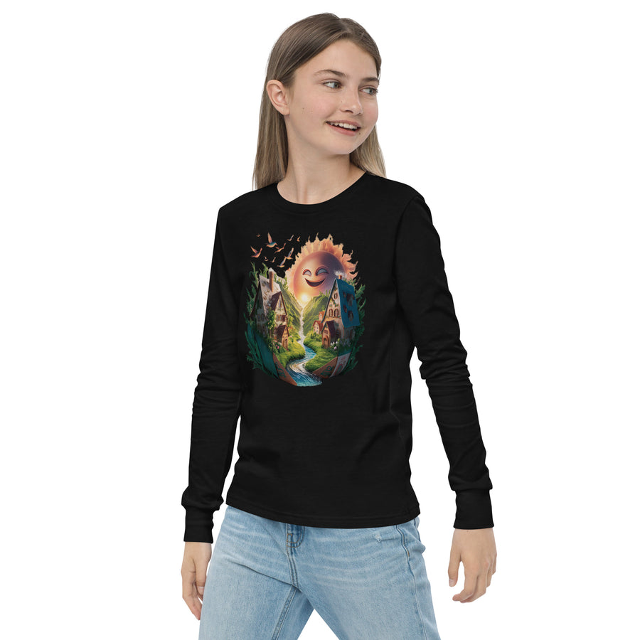 Youth long sleeve Chest Print T-Shirt