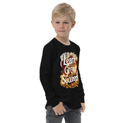 Youth Long Sleeve Learn Grow Succeed Printed Crew Neck Tee