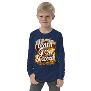 Youth Long Sleeve Learn Grow Succeed Printed Crew Neck Tee