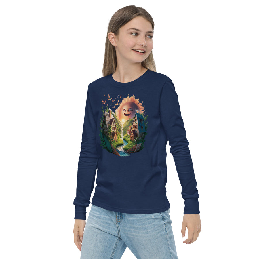 Youth long sleeve Chest Print T-Shirt