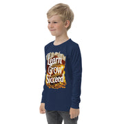 Youth Long Sleeve Learn Grow Succeed Printed Crew Neck Tee