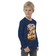 Youth Long Sleeve Learn Grow Succeed Printed Crew Neck Tee