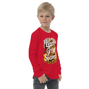 Youth Long Sleeve Learn Grow Succeed Printed Crew Neck Tee