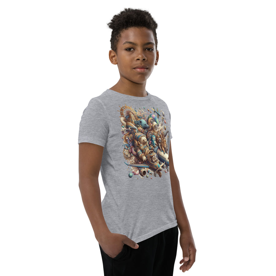 Youth Animals Space Adventure-03 Short Sleeve T-Shirt