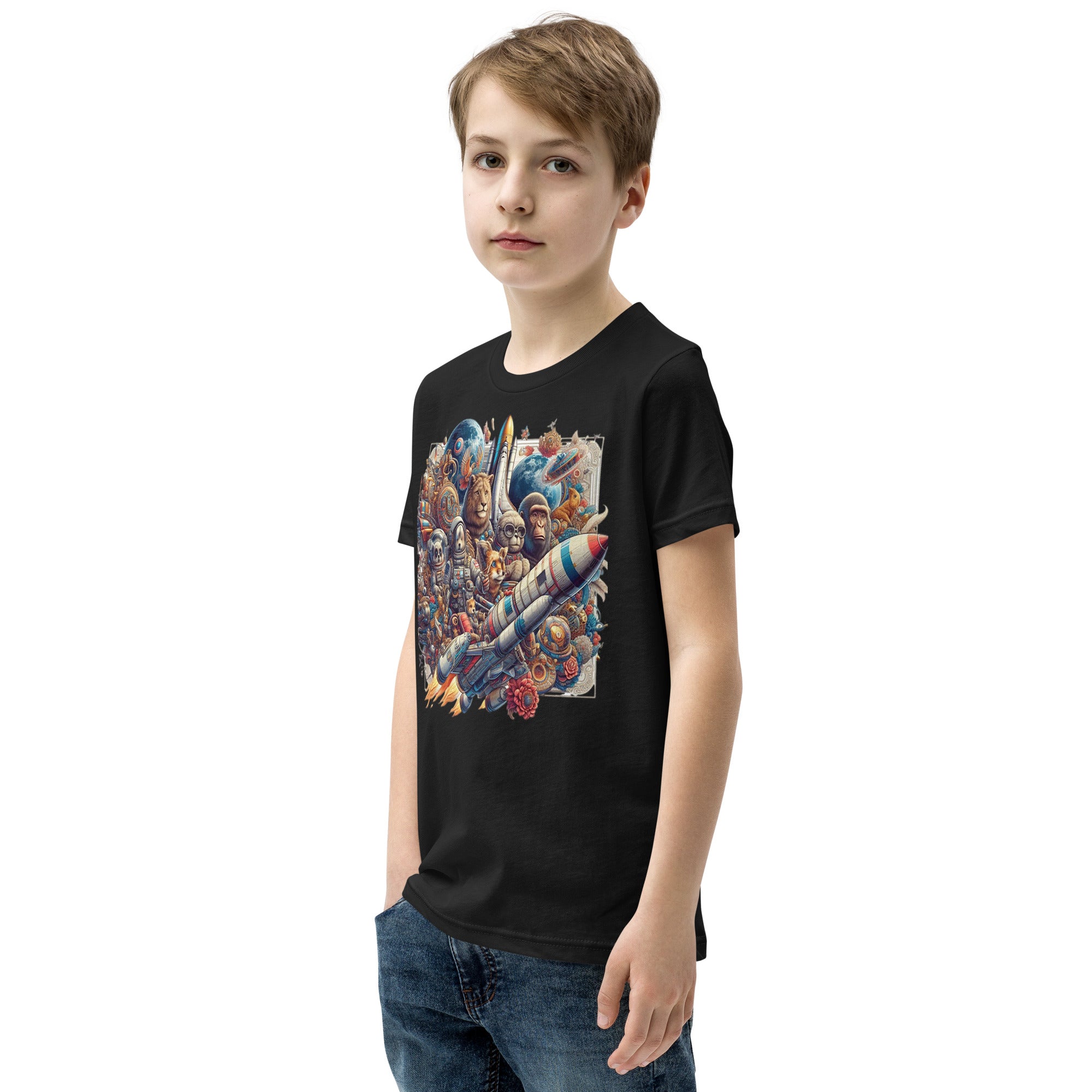 Youth Animal Space Adventure-02 Short Sleeve T-Shirt