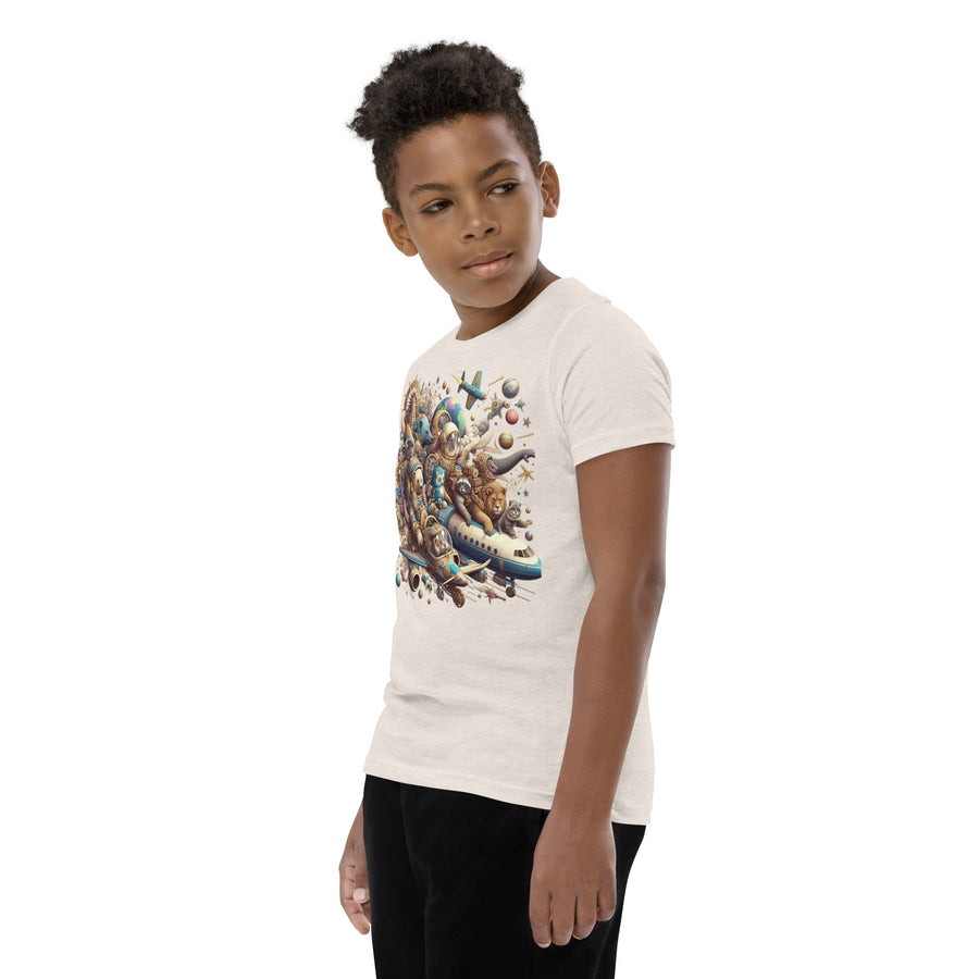 Youth Animals Space Adventure-03 Short Sleeve T-Shirt