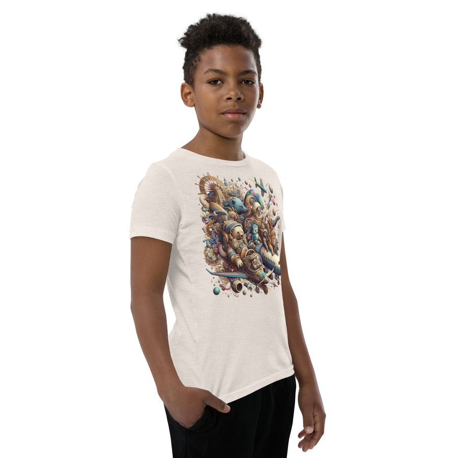 Youth Animals Space Adventure-03 Short Sleeve T-Shirt