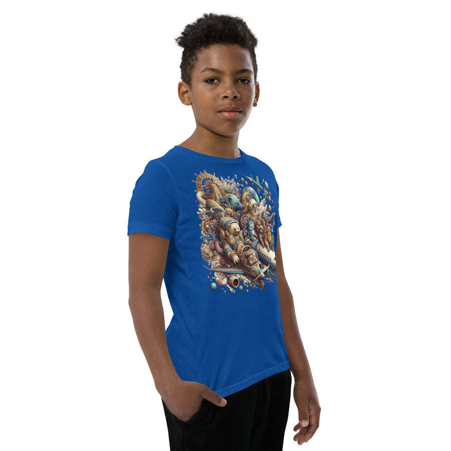 Youth Animals Space Adventure-03 Short Sleeve T-Shirt