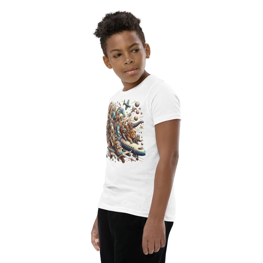 Youth Animals Space Adventure-03 Short Sleeve T-Shirt