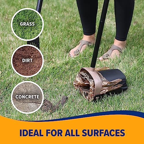 Arm & Hammer Pooper Scooper Swivel Bin & Rake Dog Poop Scooper, Black (2 Scented Waste Bags Included)